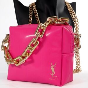 YSL Yves Saint Laurent Pink Crossbody Bag with Charm NEW